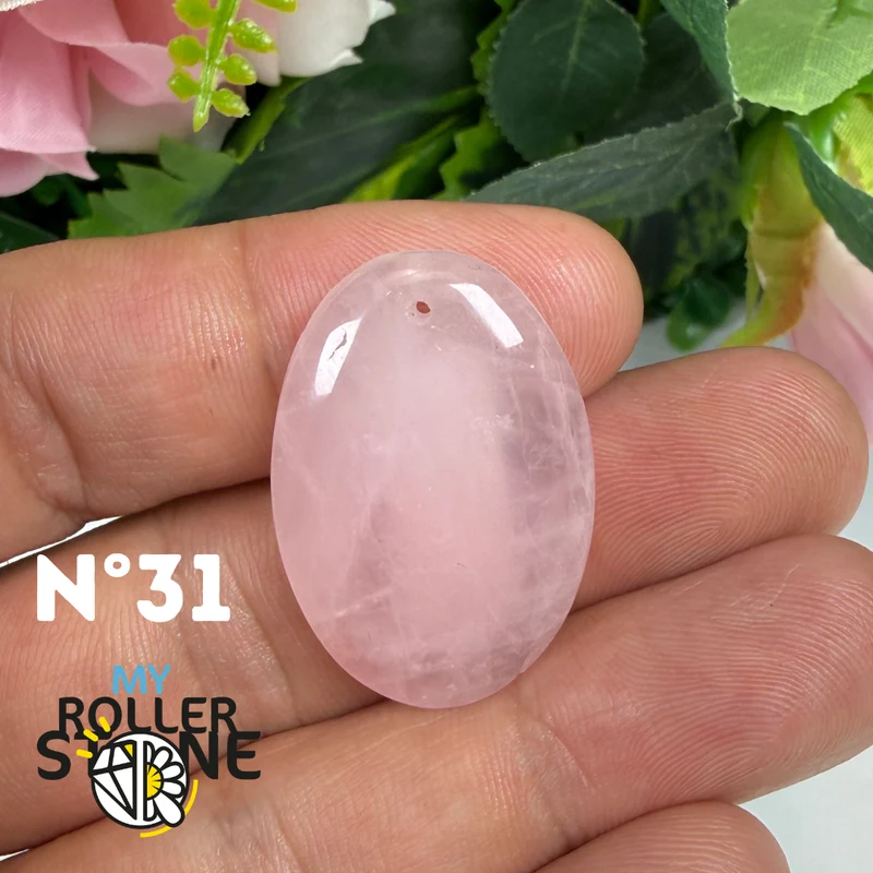 Colgante perforado de cuarzo rosa 5A