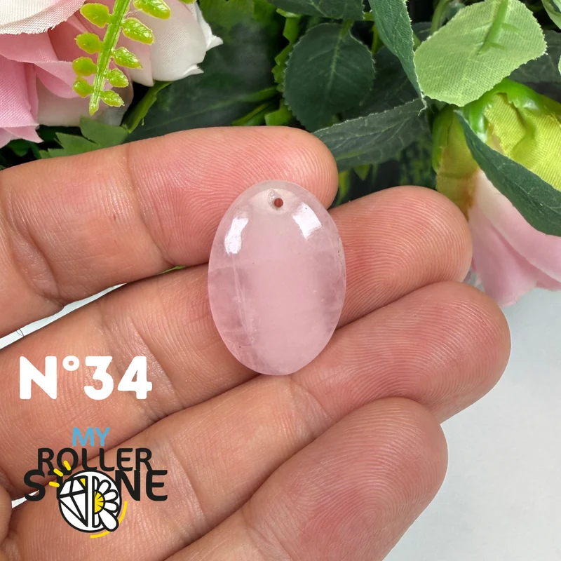 Colgante perforado de cuarzo rosa 5A