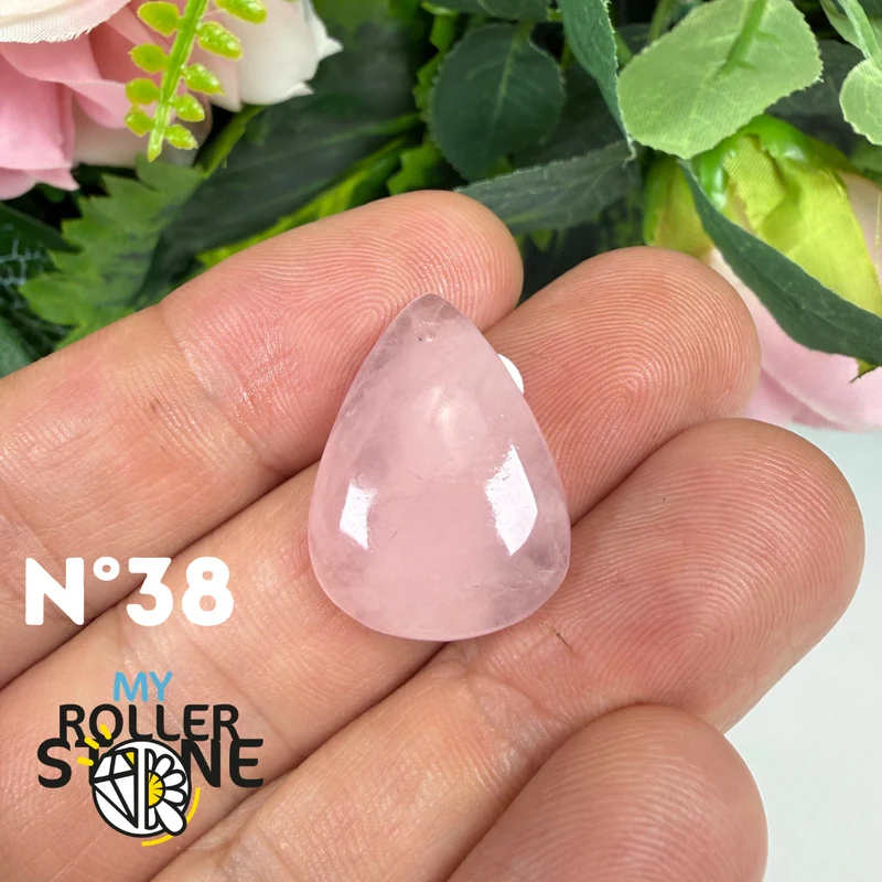 Colgante perforado de cuarzo rosa 5A