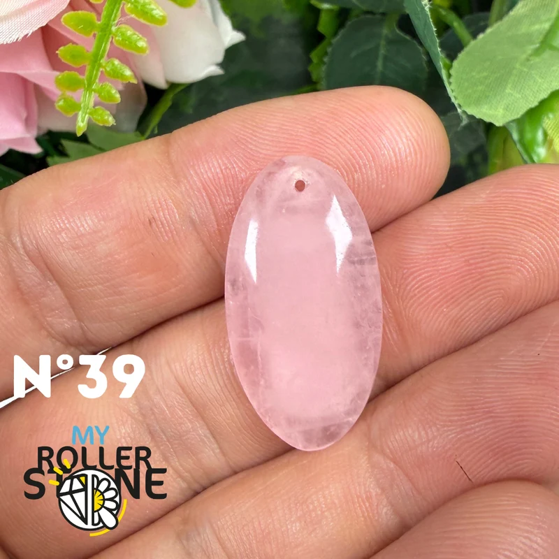Colgante perforado de cuarzo rosa 5A