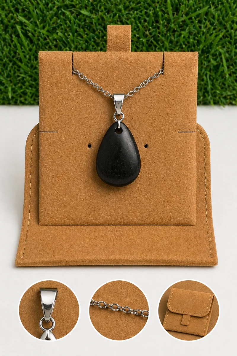 Caja para collar de plata (cadena + argolla + bolsa de gamuza)