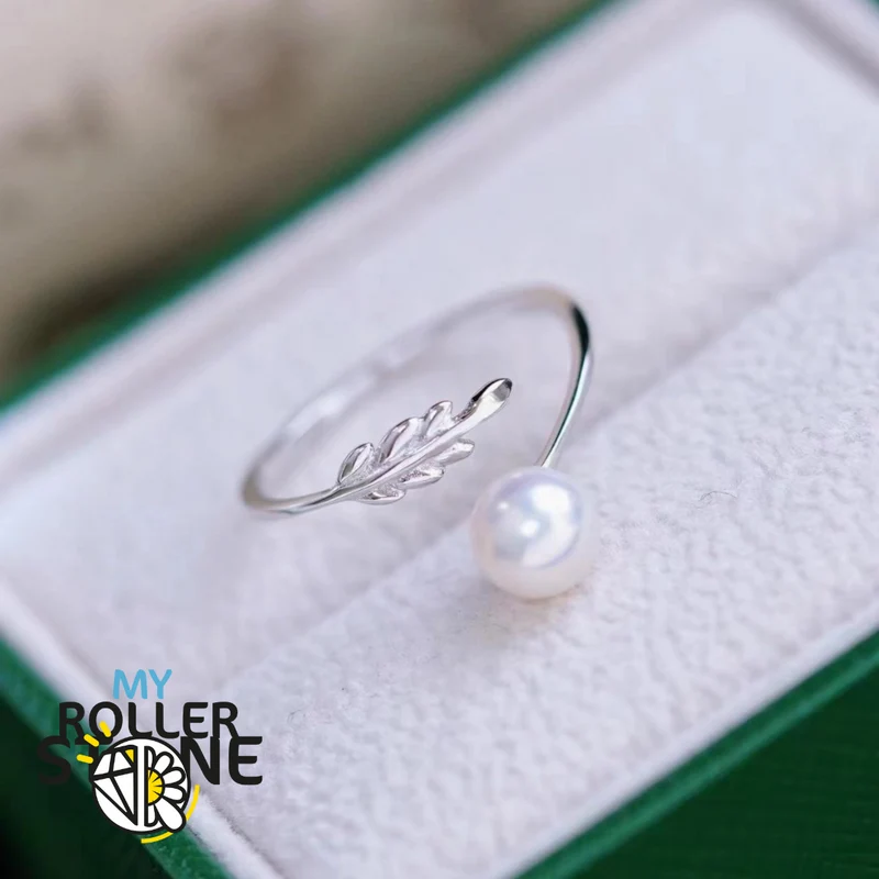 Anillo de hoja de perla cultivada en plata 925