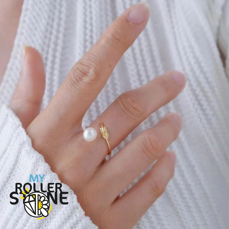 Anillo de hoja de perla cultivada en plata 925