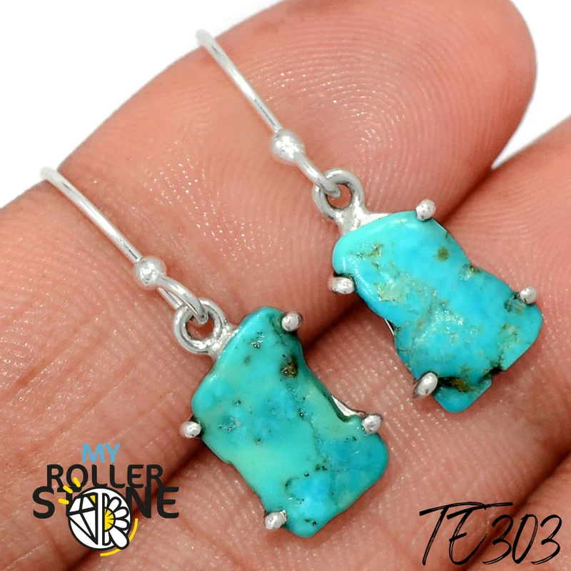 Pendientes de turquesa cruda TE303
