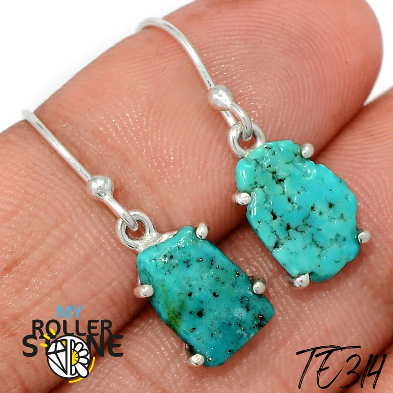 Pendientes de turquesa cruda TE314