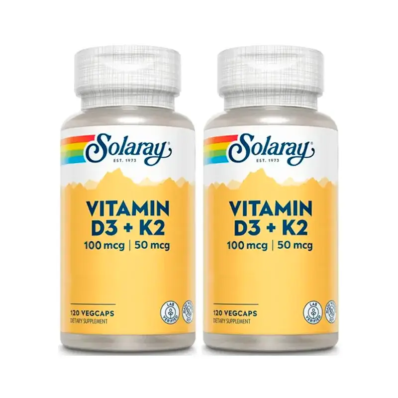 Solaray Vitamin D3 & K2 (Mk7) Pack 2 x 120 Capsules