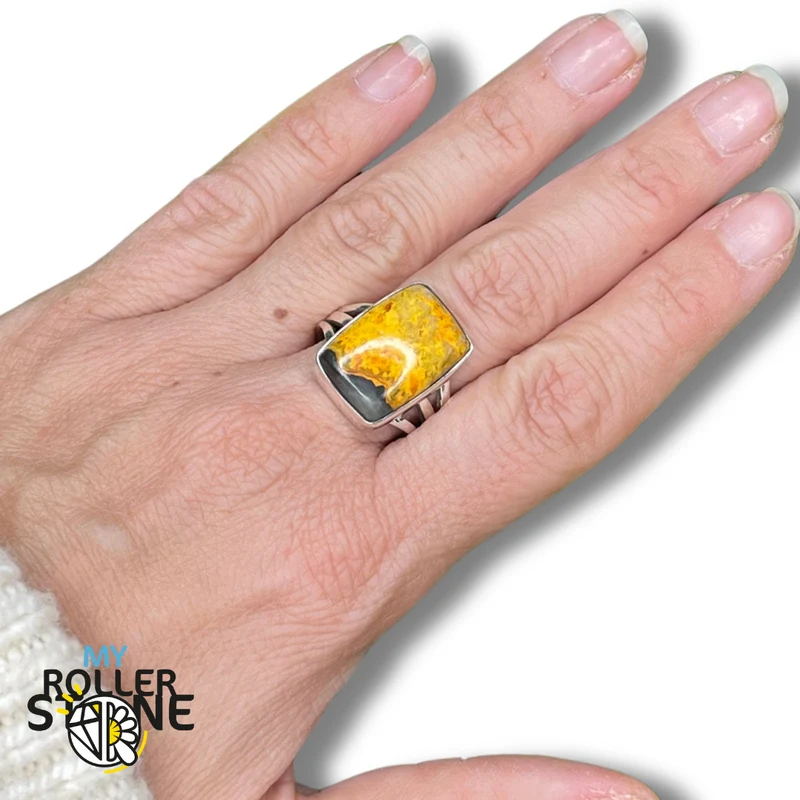 Anillo de plata abejorro jaspe #11
