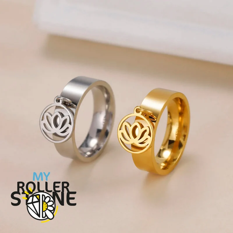 Anillo con dije de flor de loto