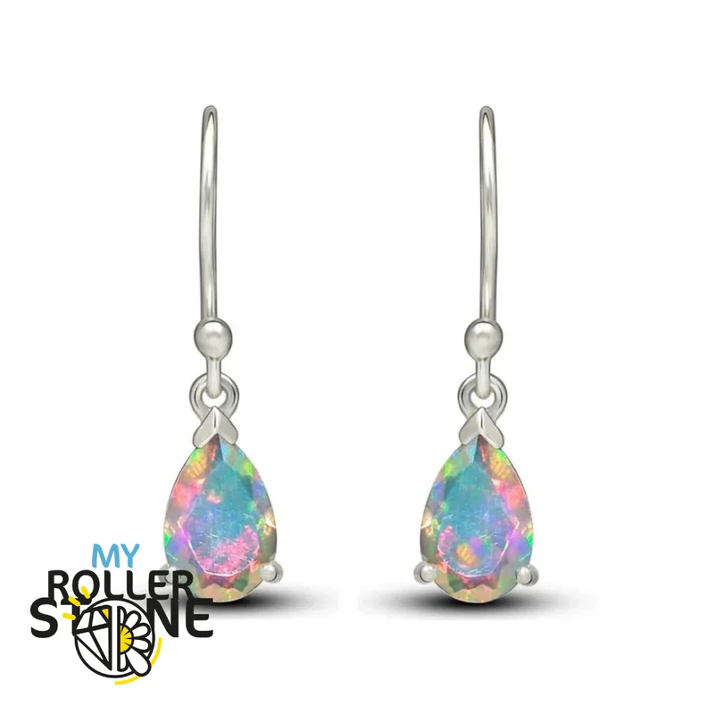 Pendientes de ópalo etíope de pera de 7X5 MM