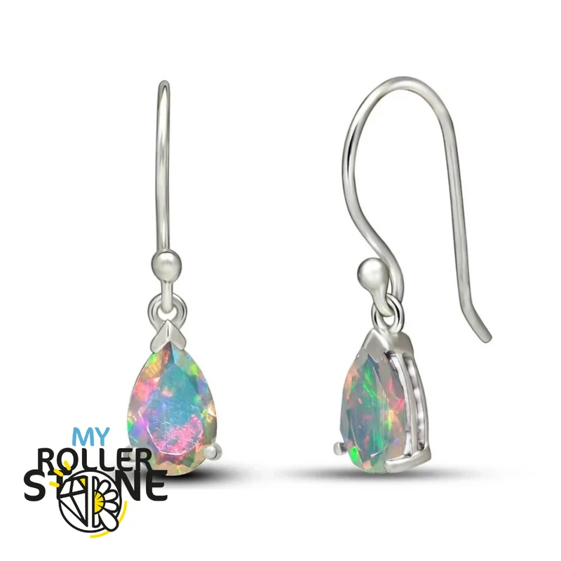 Pendientes de ópalo etíope de pera de 7X5 MM
