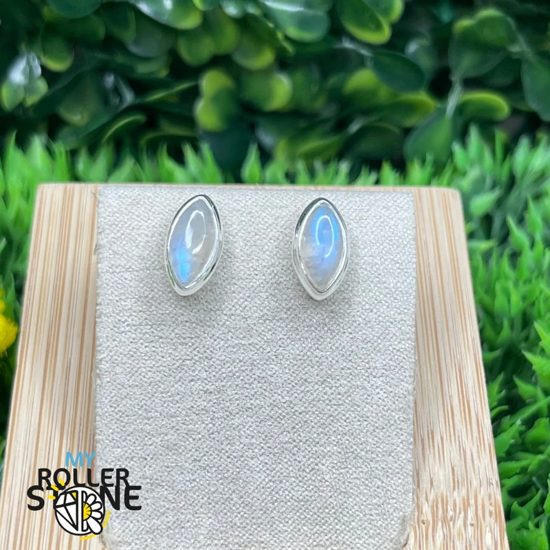 Pendientes Piedra Luna Arco Iris Marquesa 8X4 MM