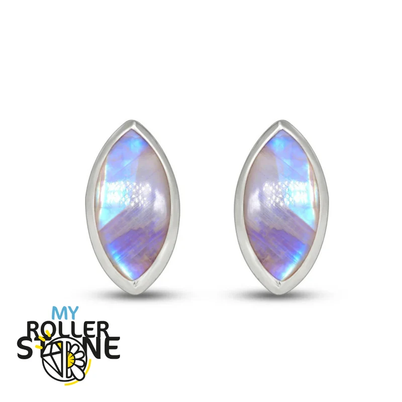 Pendientes Piedra Luna Arco Iris Marquesa 8X4 MM