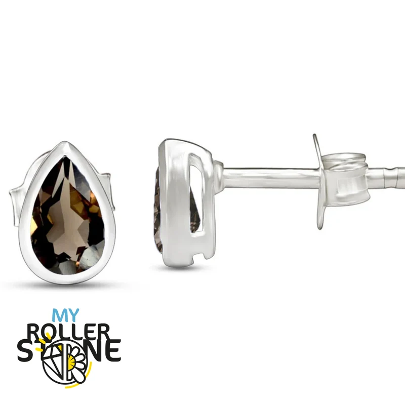 Pendientes Cuarzo Ahumado Pera 5X3 MM