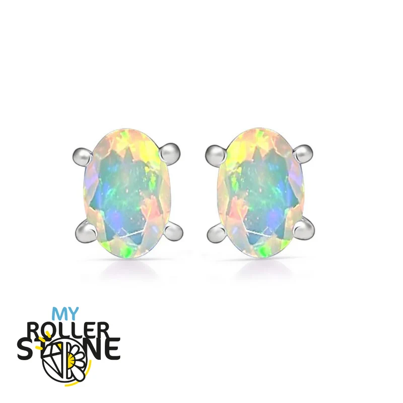 Pendientes Ópalo Etíope Ovalados 6X4 MM
