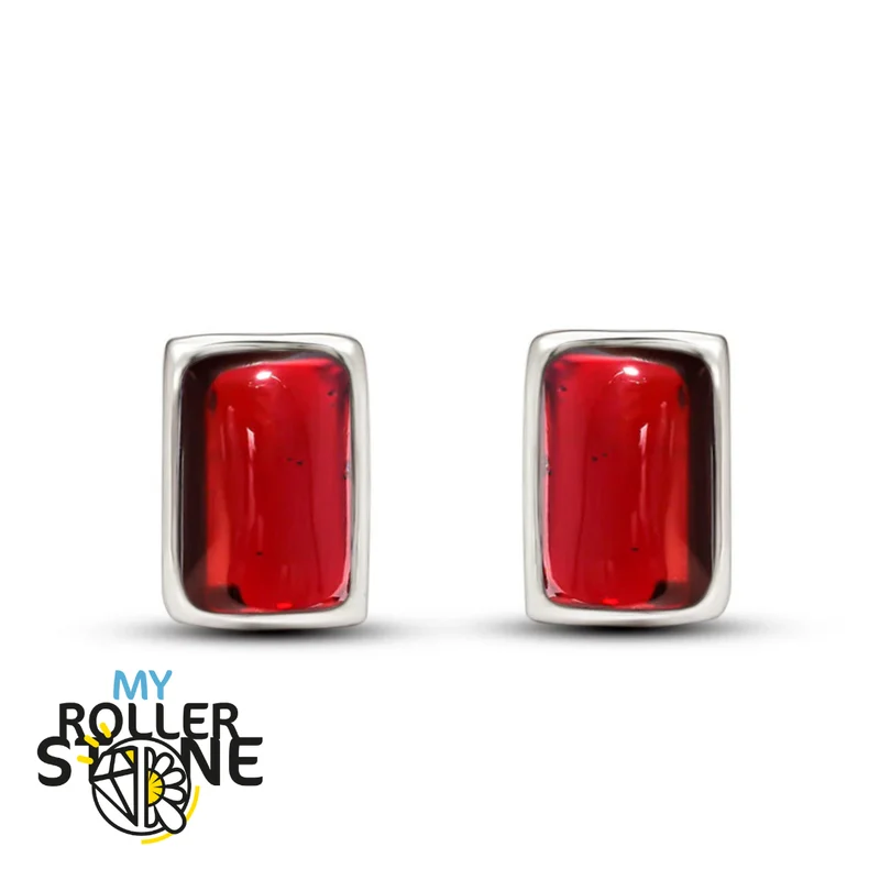 Pendientes Rectángulo Granate 6X4 MM