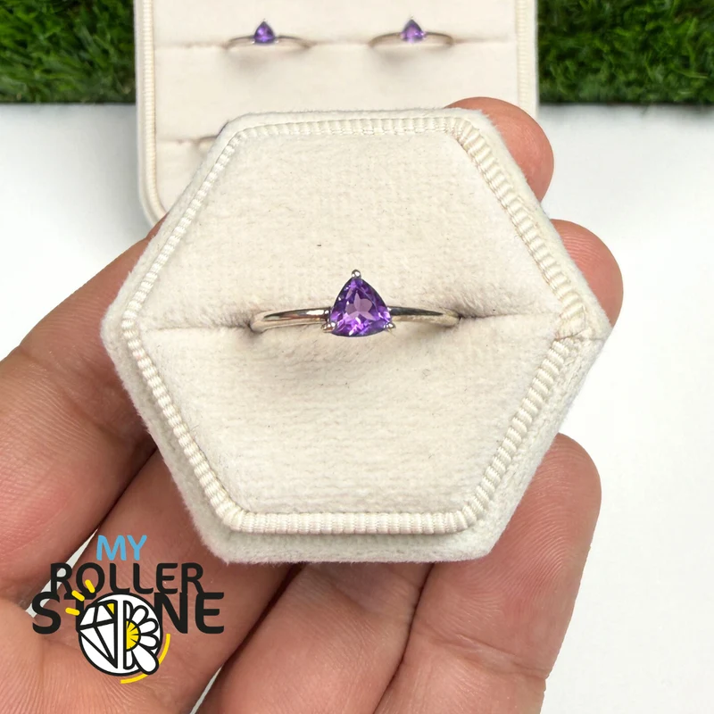 Anillo Solitario Trillon Amatista (4 tallas)