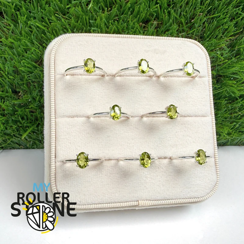 Anillo Solitario Peridoto Oval Facetado (4 tallas)