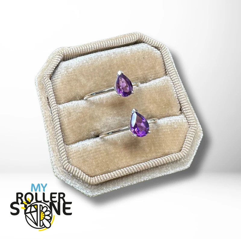Anillo Solitario Pera Amatista (4 tamaños)