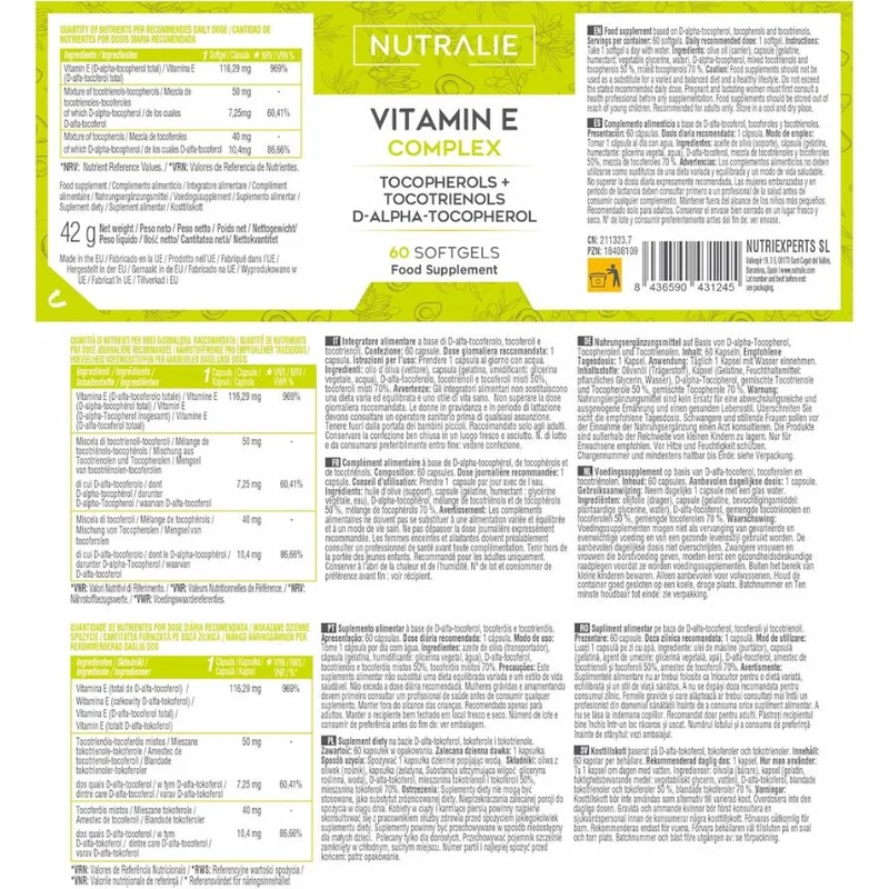 Vitamina E 60 cápsulas | Nutralie