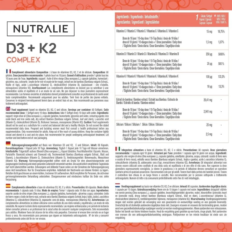 Vitamina D3 K2 60 cápsulas | Nutralie