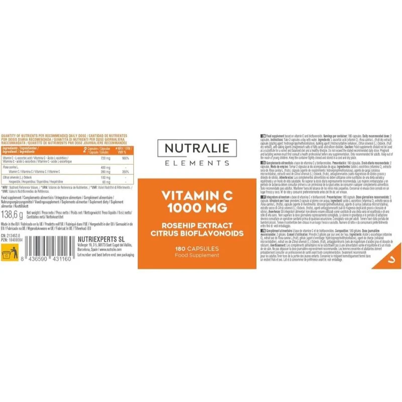 Vitamina C 180 cápsulas | Nutralie