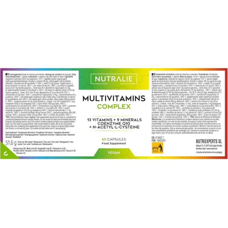 Multivitaminas Complex 60 cápsulas | Nutralie