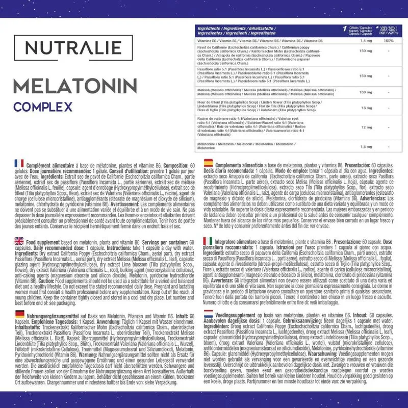 Melatonina Complex 60 cápsulas | Nutralie