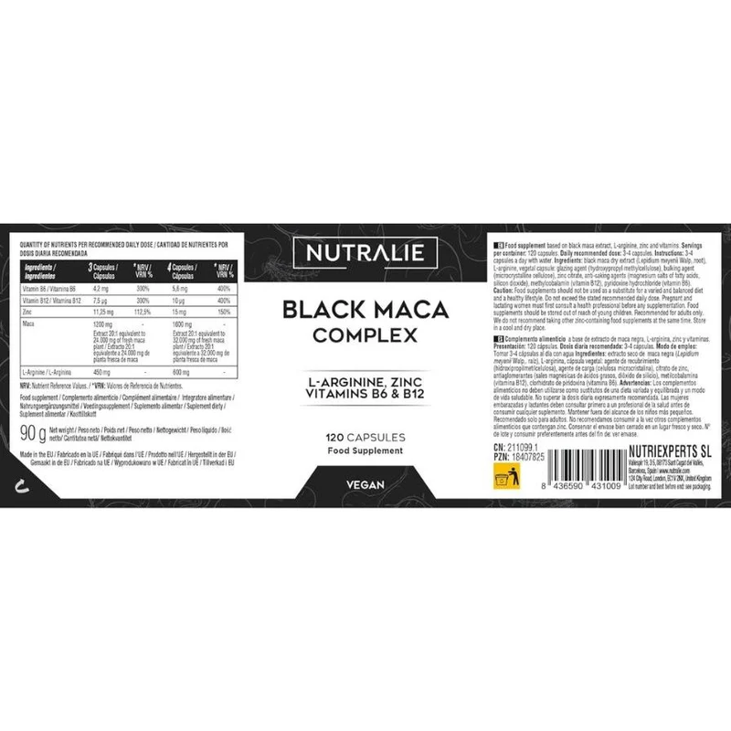 Maca Negra 120 cápsulas | Nutralie