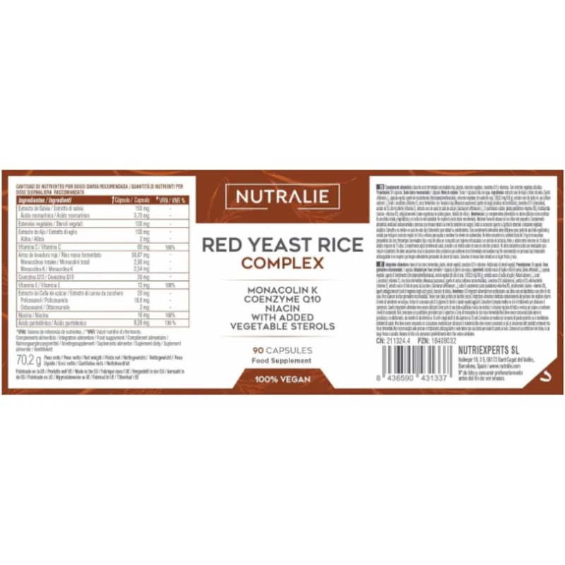 Levadura de Arroz Rojo 90 cápsulas | Nutralie