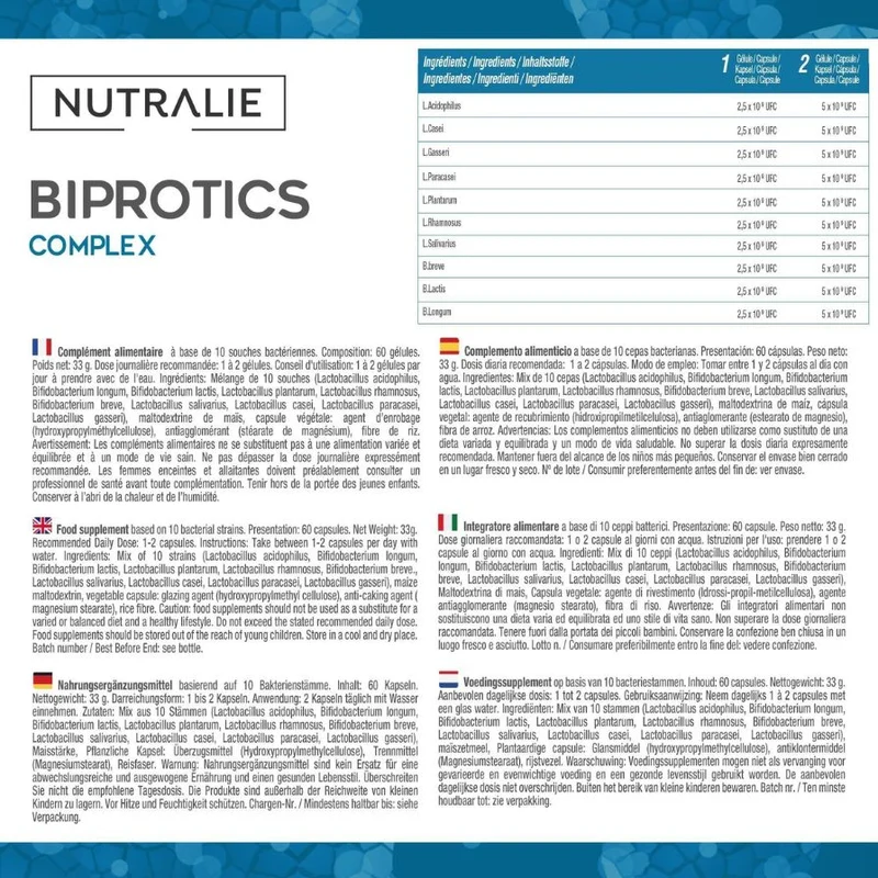 Biprotics Complex 60 cápsulas | Nutralie