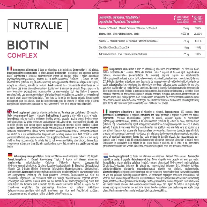 Biotina Complex 120 cápsulas | Nutralie