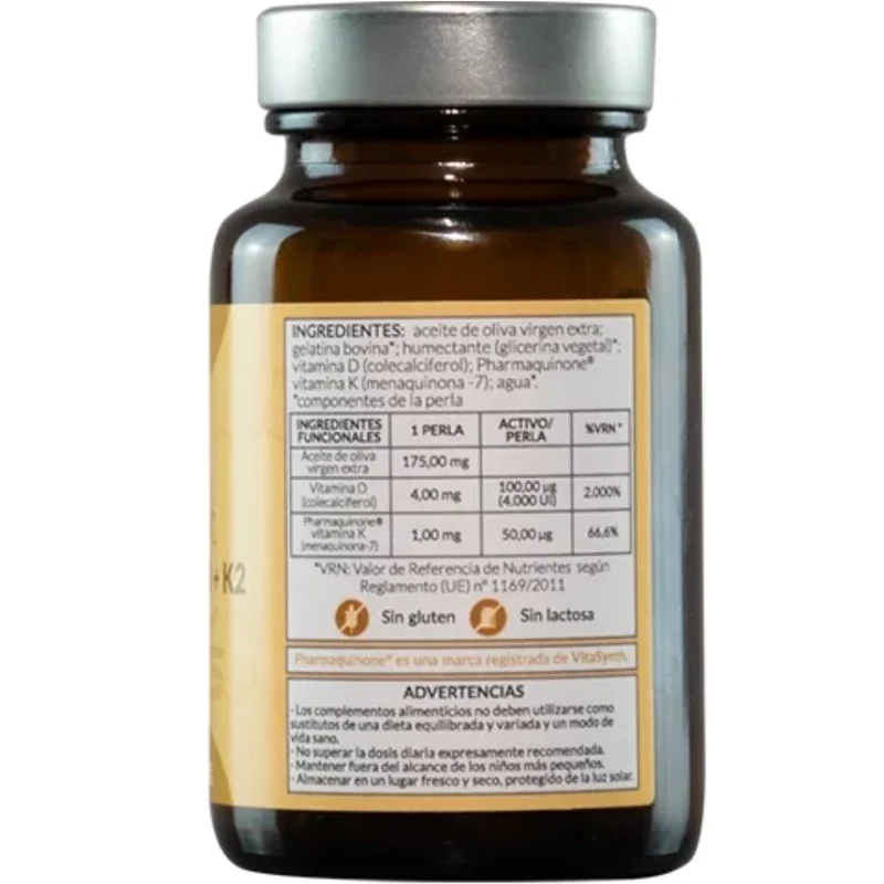 Vitamina D3+K2 120 perlas | Kiroot