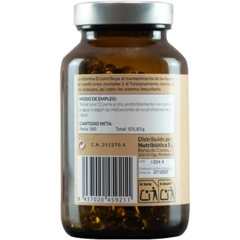 Vitamina D3 360 perlas | Kiroot