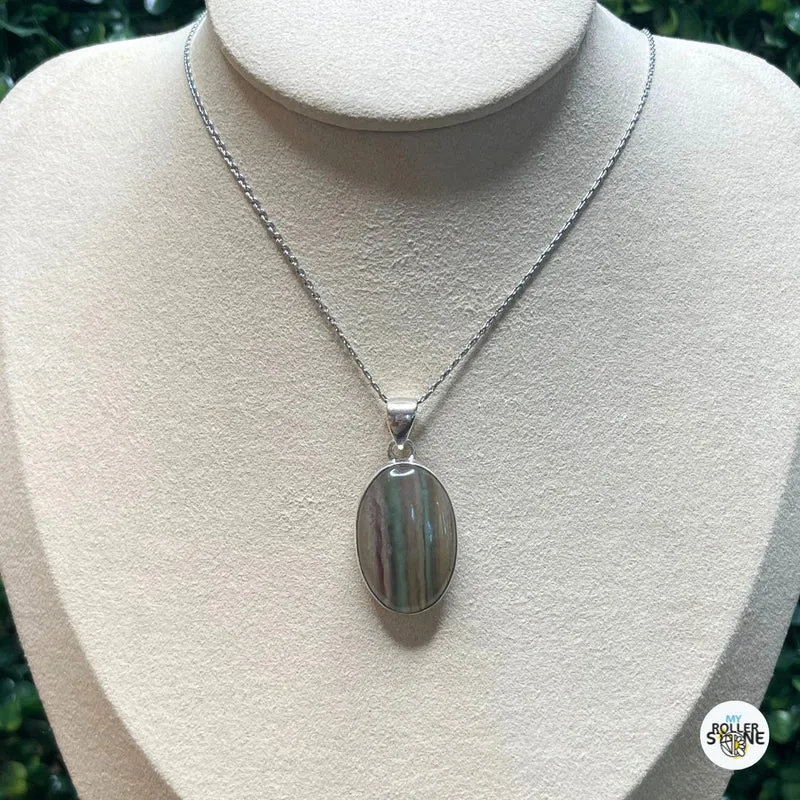 Colgante de fluorita arco iris de plata #8