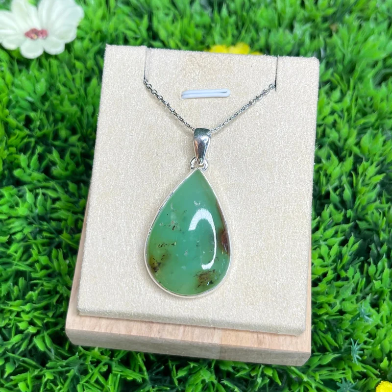 Colgante de roca de crisoprasa de plata 925 #3