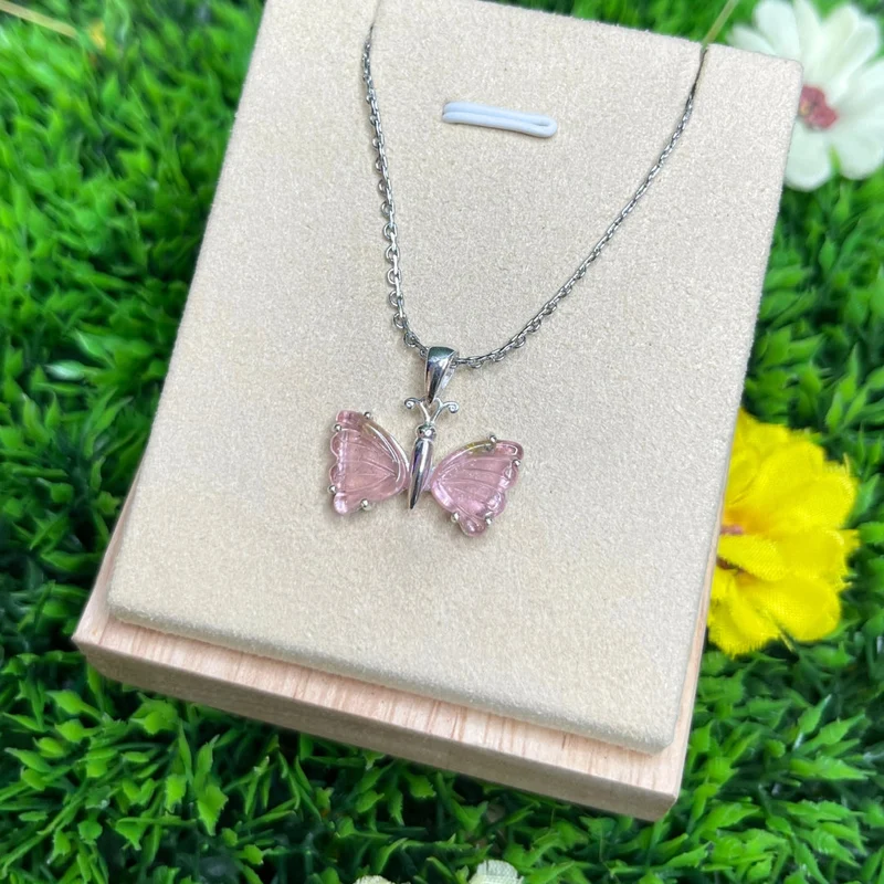 Colgante de mariposa de turmalina de sandía #16