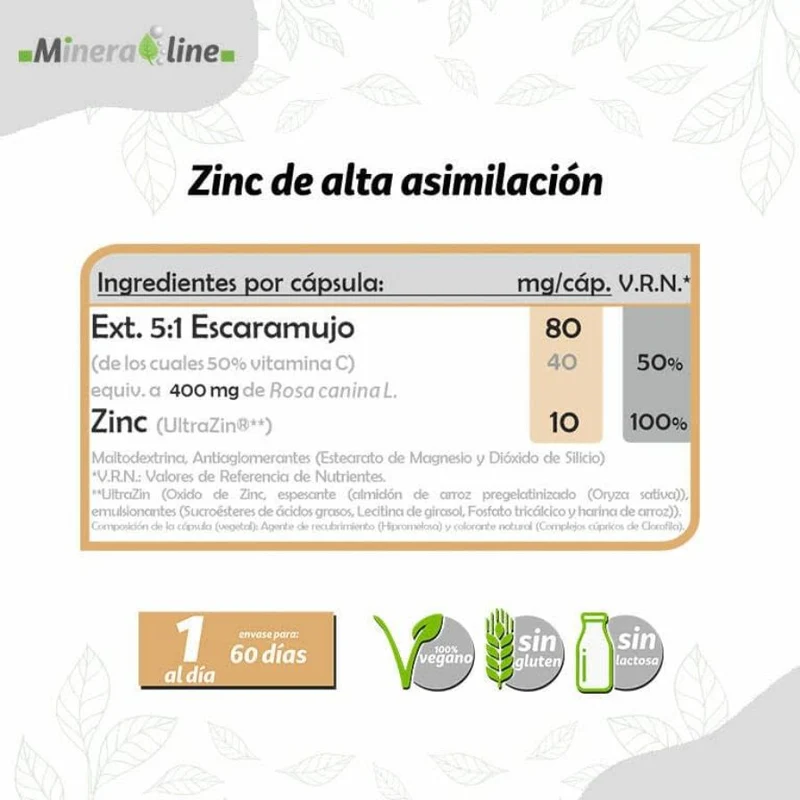 Mineraline Zincum 60 cápsulas | Pinisan
