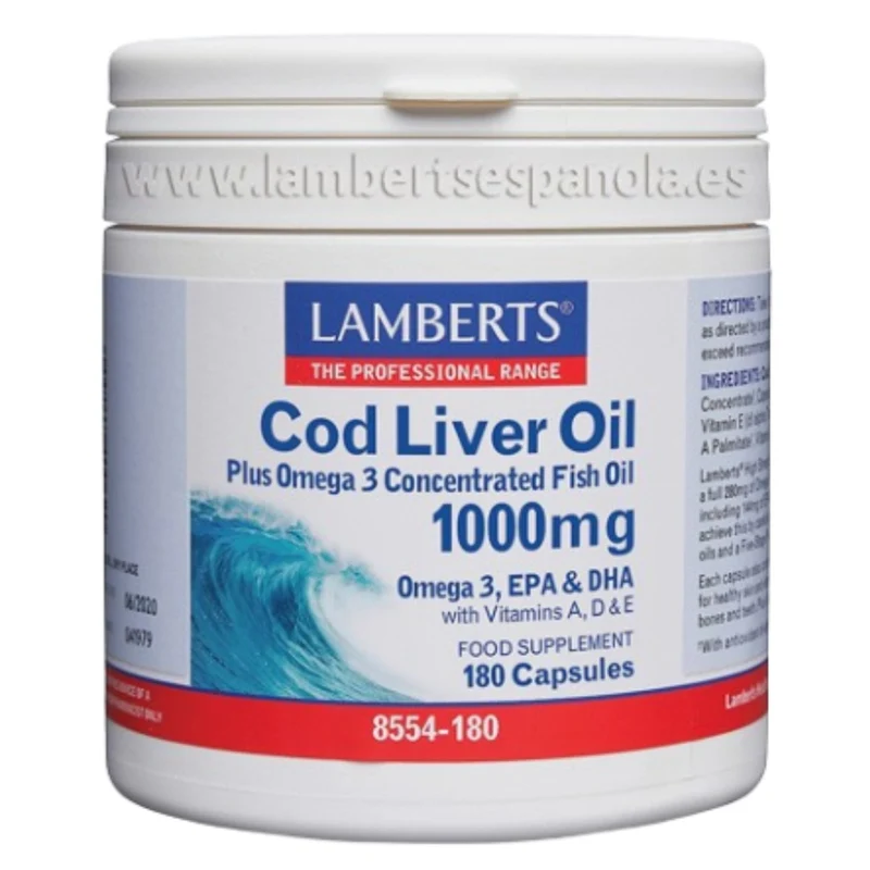 Aceite de Higado de Bacalao 1000mg 180 Capsulas | Lamberts