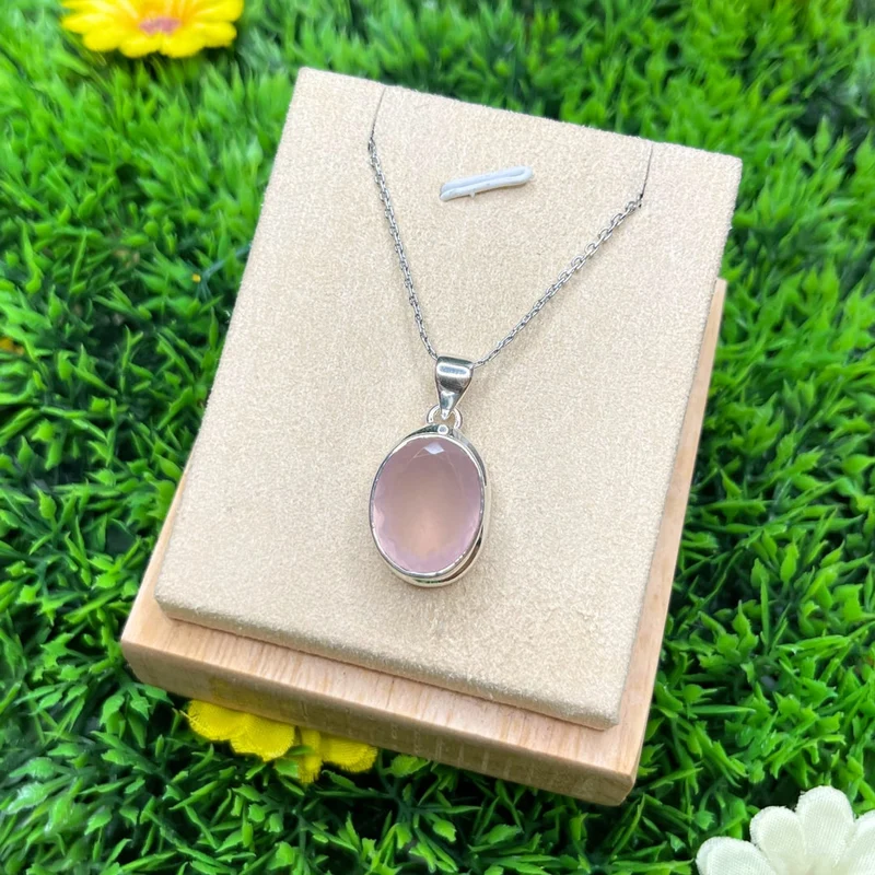 Colgante de cuarzo rosa #14