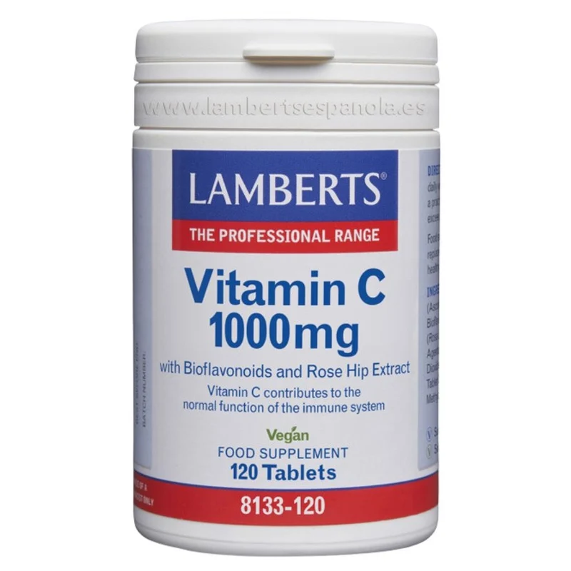 Vitamina C 1000 mg con Bioflavonoides y Escaramujo 120 Tabletas | Lamberts