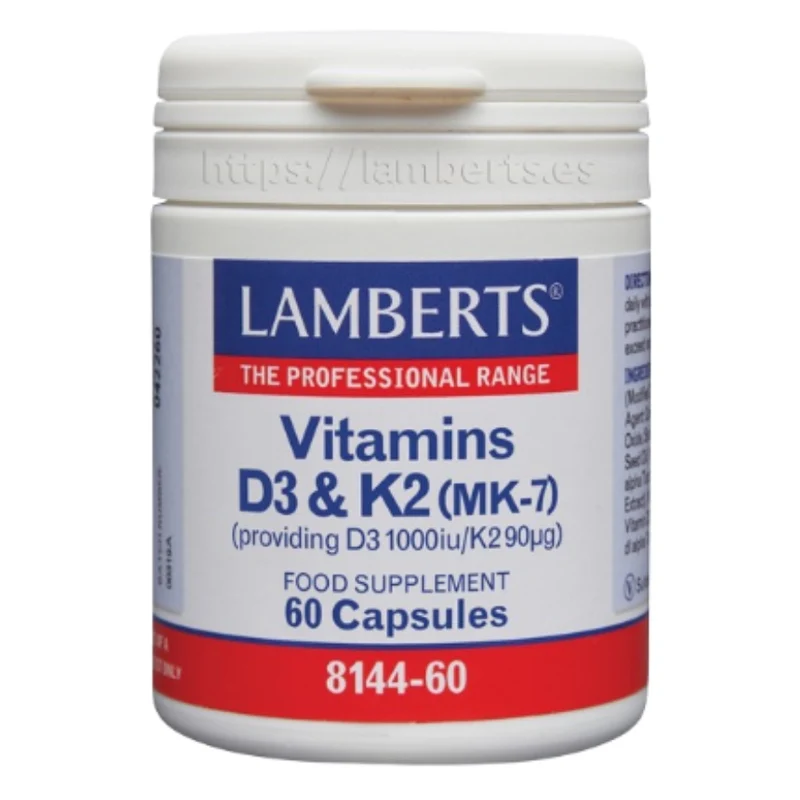 Vitamina D3 1000 UI y K2 90 µg 60 Capsulas | Lamberts