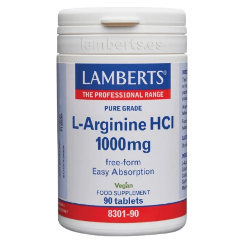 L Arginina HCI 1000 mg 90 Tabletas | Lamberts