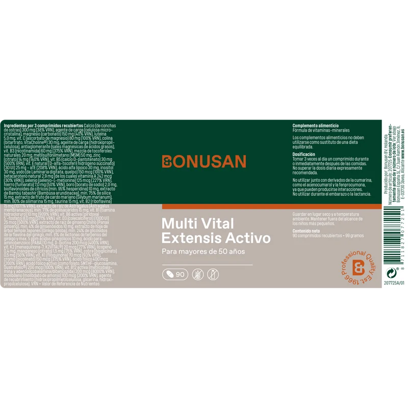 Multi Vital Extensis Activo 90 Tabletas | Bonusan