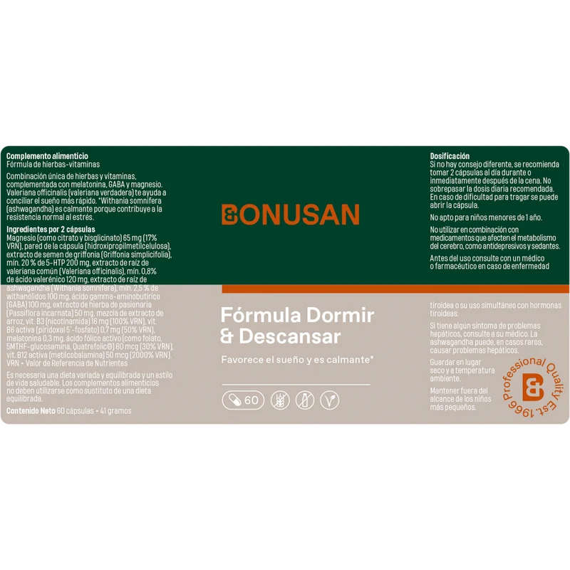 Dormir y Descansar 60 cápsulas | Bonusan