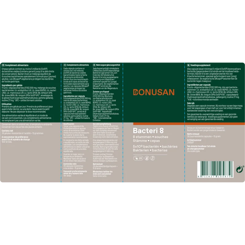 Bacteri 8 28 Cápsulas | Bonusan