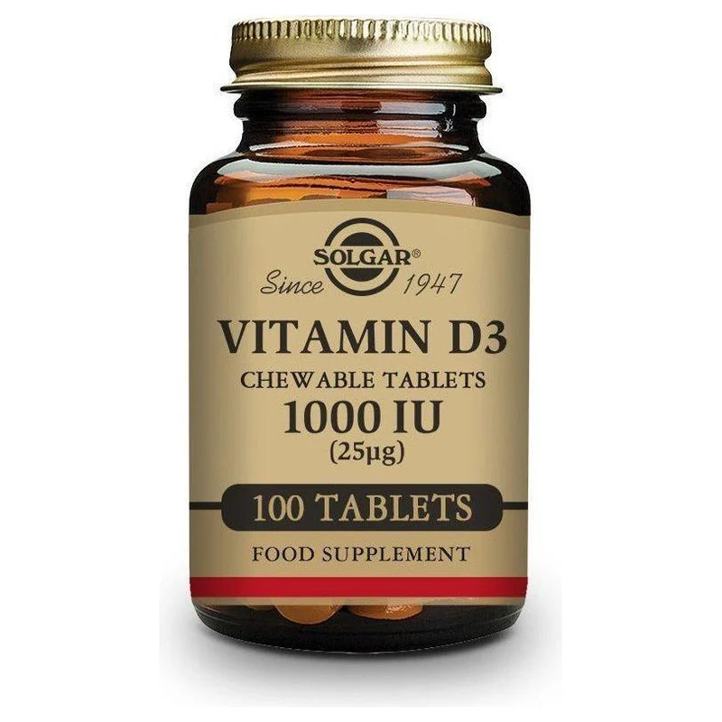 Vitamina D3 1000 Ui 25 µg Colecalciferol 100 Comprimidos | Solgar