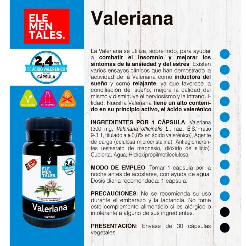 Valeriana 30 cápsulas | Novadiet