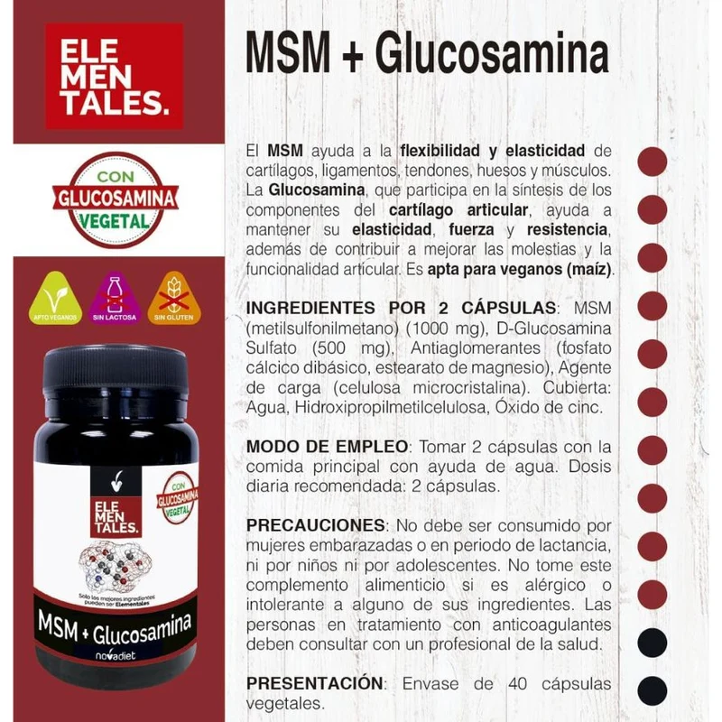 Msm + Glucosamina 40 cápsulas | Novadiet
