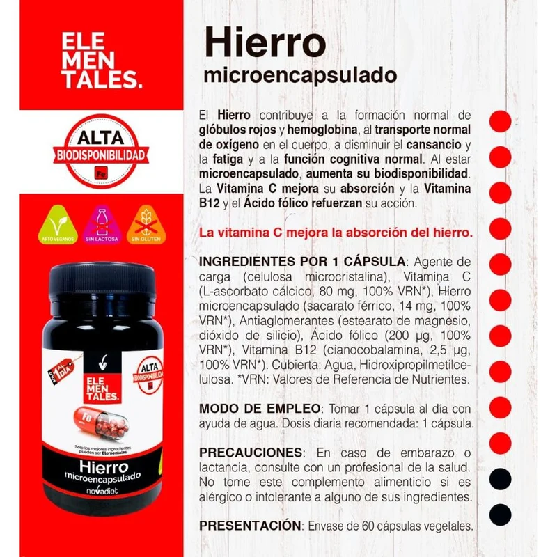 Hierro Microencapsulado 60 cápsulas | Novadiet