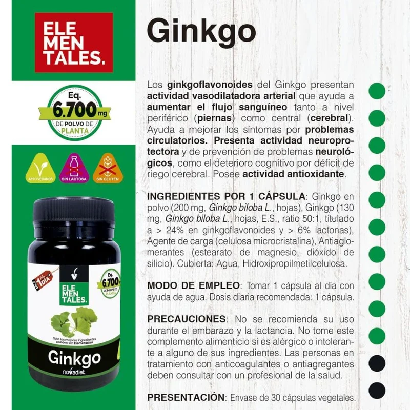 Ginkgo 30 cápsulas | Novadiet